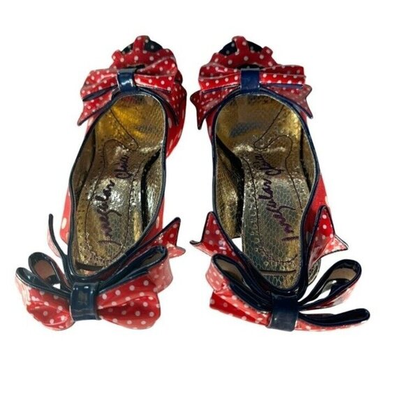 Irregular Choice Womens Sz 36 Red Polka Dot Slingback Aphrodite Heels Rockabilly - Picture 3 of 12